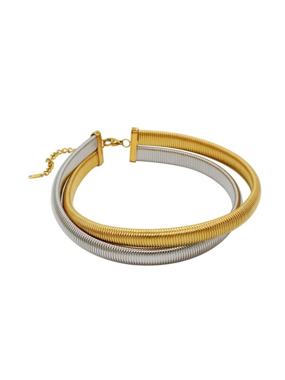 Two-Toned Layered Flex Snake Chain Choker Necklace